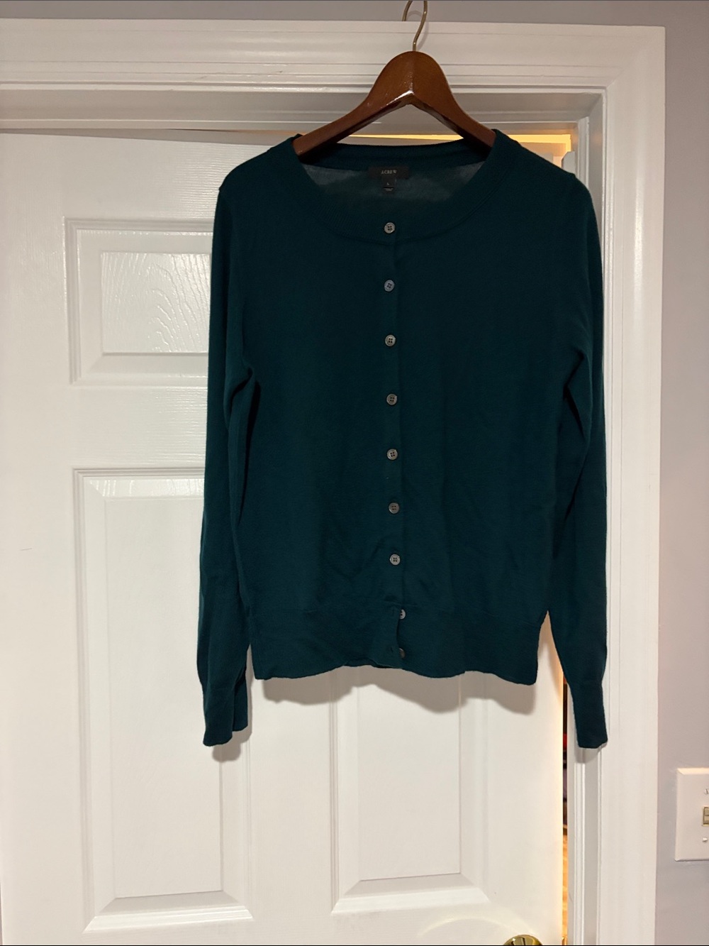 Classic J Crew Crewneck Button-Down Sweater - Teal